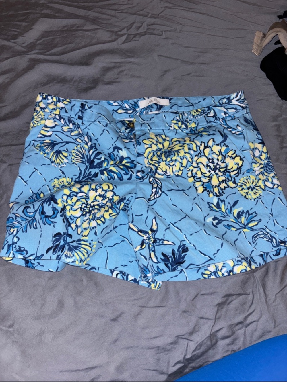 Lilly Pulitzer Light Blue Floral Print Bermuda Shorts